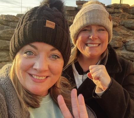 EXCELSIOR SPRINGS residents Christy Romazon and Amanda Romazon are all smiles in their Day 30 photo as they participate in the January Mile-ADay Challenge, organized each year by Russell Wenz. Submitted