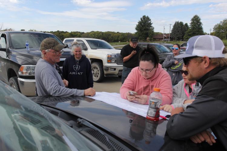 FRIENDS, FAMILY prepare to search for Austin VanOster, 21, Rayville, on Friday at Rayville Christian Church. Searcher include Nick VanOster, Stet, at left.
