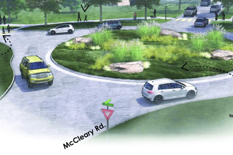 ROAD IMPROVEMENTS, such as this roundabout idea at McCleary and Wornall roads, will be up for public discussion.