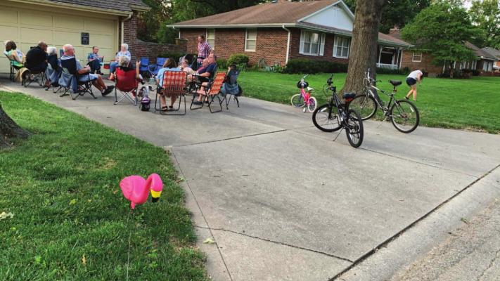 NEIGHBORS gather for Flamingo Fridays in Westwood Hills, Excelsior Springs.