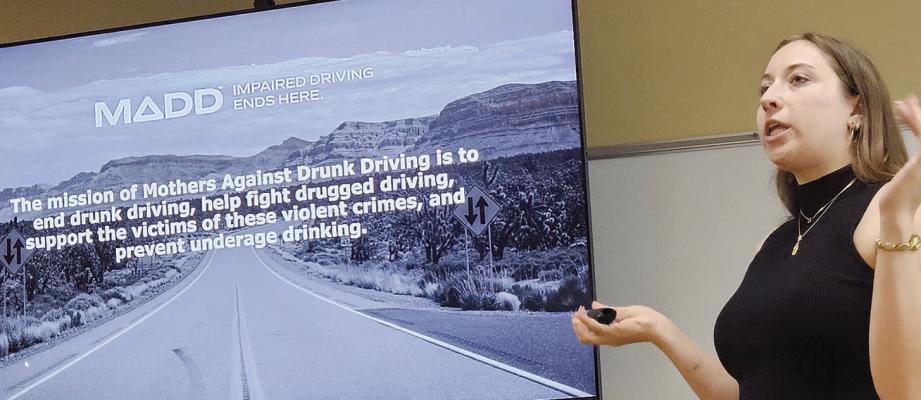 MOTHERS AGAINST DRUNK DRIVING Youth Program Specialist Anabelle Daugherty discusses impaired driving statistics, cannabis misconceptions and prevention education efforts. MIRANDA JAMISON | Staff