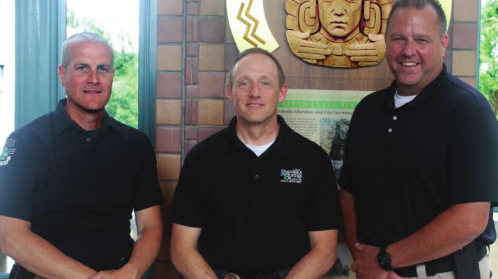 FROM LEFT are retiring Lt. Paul White, Interim Police Chief Chris Weber and retiring Police Chief Clint Reno. J.C. VENTIMIGLIA | Staff