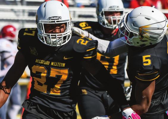 SAM WEBB, No. 27, has longtime coach Gregg Williams in his corner as he pursues an NFL career. COURTESY OF MISSOURI WESTERN STATE UNIVERSITY ATHLETICS