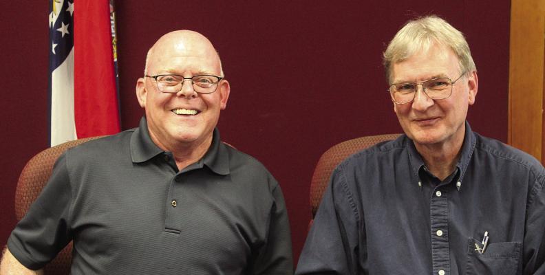 MARK SPOHN (left) and Reggie St. John are elected to lead the city as mayor and mayor pro tem. MIRANDA JAMISON | Staff