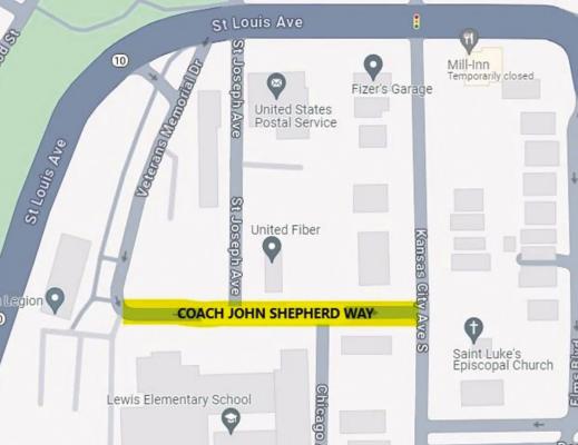 THE ROAD NOW named Coach John Shepherd Way is shown on this map. Submitted