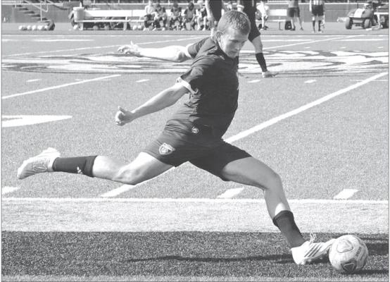 JUNIOR EASTON RYAN boots a free kick for Excelsior Springs Sept. 9 against Smithville at Tiger Stadium. DUSTIN DANNER | Staff