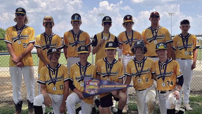 MEET THE KNUCKLEHEADZ: front row, Henry Crowley, Conor Eich, Brady Schoonover, Cruz Lloyd, Brighton, Hibschle; back row, Josiah Hamann, Kaden Verdi, Jeyden Donley, Jaxon Hellyer, Ethan Austin, Brody Querry, Cam Rumore. STEPHEN CROWLEY | Submitted