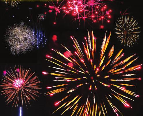 THIS COMPOSITE image comes from several individual images captured during the 2020 Richmond fireworks display at Southview Park on June 26. J.C. VENTIMIGLIA | Staff