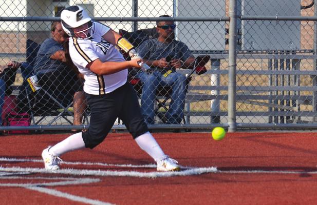 FRESHMAN MALAYA TEDESCO drives in a run on a fielder’s choice for the Tigers, who have been on the giving and receiving end of some big-run games. DUSTIN DANNER | Staff