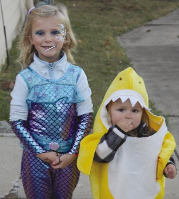 SISTERS ADDISON (left) and Presley Smith show off their costumes at the VFW’s Bill Payne Party. MIRANDA JAMISON | Staff