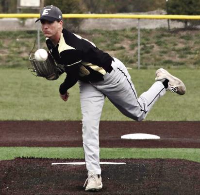 LUCAS DILLMAN, shown here pitching in high school baseball for Excelsior Springs, has signed to play for Crowder College in Neosho. DUSTIN DANNER | Staff