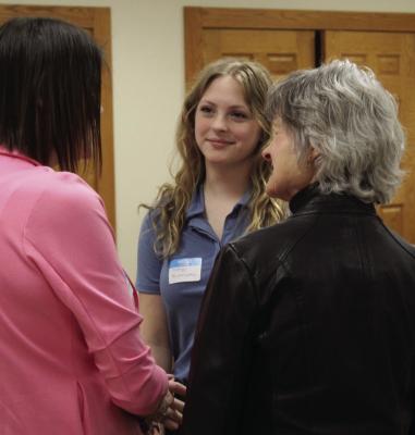 EXCELSIOR SPRINGS AREA CAREER CENTER student Madelyn Throckmorton (center) participates in a marketing game during the event, where she connects and builds relationships with women in business and leadership roles. MIRANDA JAMISON | Staff