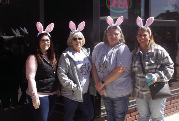 WITH RABBIT EARS AND bunny shirts, Alison Wilhelmi, Tamie Wilhelmi, Janet Crowley and Amy Vuille are ready for the fun.