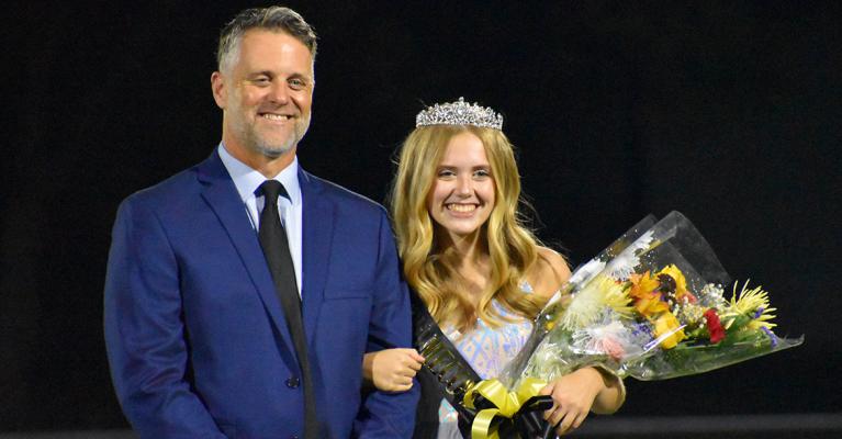 The 2020 ESHS Homecoming Queen is Emily Milledge, escorted by her father, Pete Milledge. (Photo by Christi Rice)