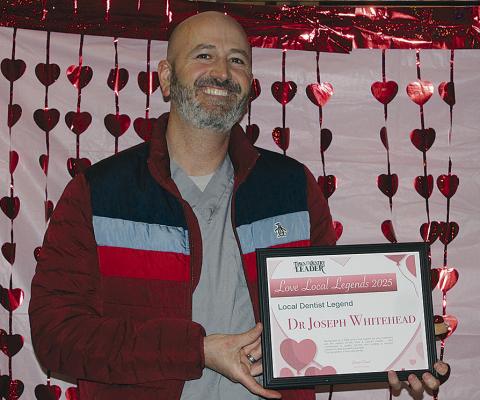 DR. JOSEPH WHITEHEAD accepts his Best Dentist honor during the 2025 Love Local Legends celebration. MIRANDA JAMISON | Staff