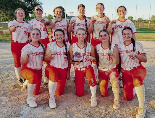 MEET THE CYCLONES: Front row (from left), Kayden Rogers, Willa Schreier, Madi Cross, Kamryn Florea, Josie Casler; back row, Autumn Bridges, Avah Nigh, Alissa Frances, Allison Hochwender, Bella Loeffert, Keira Romazon. MISTY SMITH | Submitted