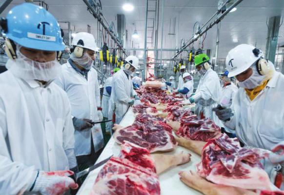 MEAT PROCESSING resumes at the plant shortly after employee tests positive for COVID-19. PRESTON KERES | U.S. Department of Agriculture