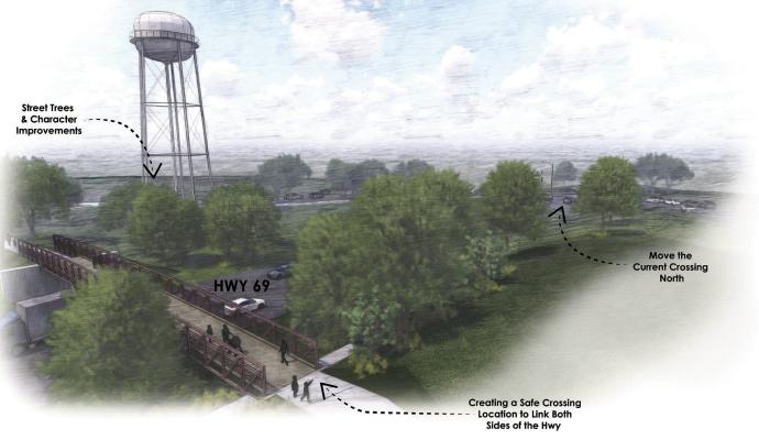 U.S. HIGHWAY 69 CROSSING CONCEPTUAL DRAWING only, not the official project. The look of the final project might vary.