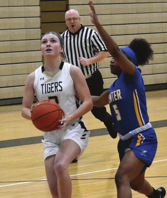 JUNIOR MALLORY MILLSAP, seen here looking to shoot against Center, finishes the season as Excelsior Springs’ leader in points per game, threepointers made, steals and assists. DUSTIN DANNER | Staff