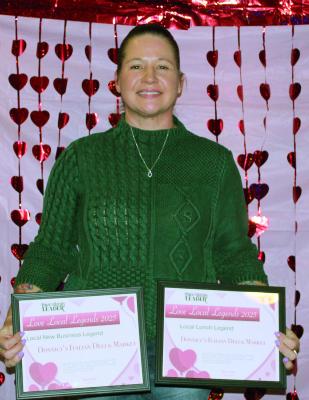 Lunch are presented to Donnici’s Italian Deli and Market, accepted by owner Carrie Donnici. AWARDS FOR BEST New Business and Best