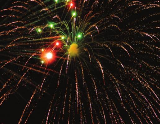 LIGHT SPRAYS into the dark sky as The Elms Hotel and Spa sponsors the annual Independence Day fireworks show.