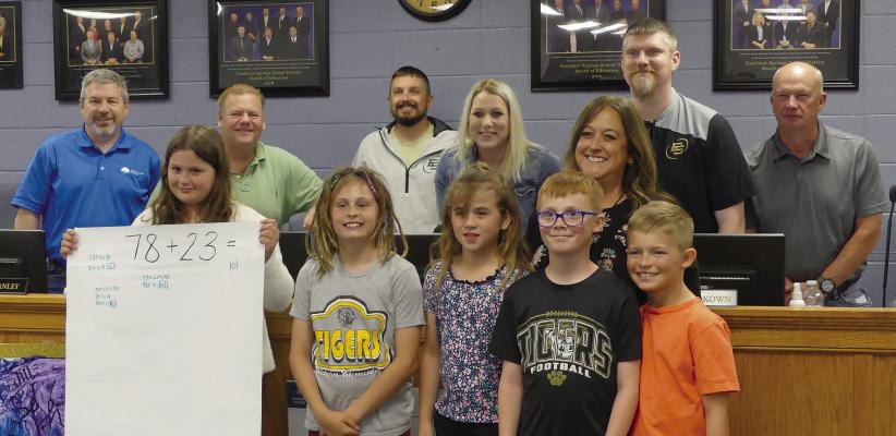 Elkhorn Elementary students demonstrated “number talk” to school board members. ELIZABETH BARNT | Staff
