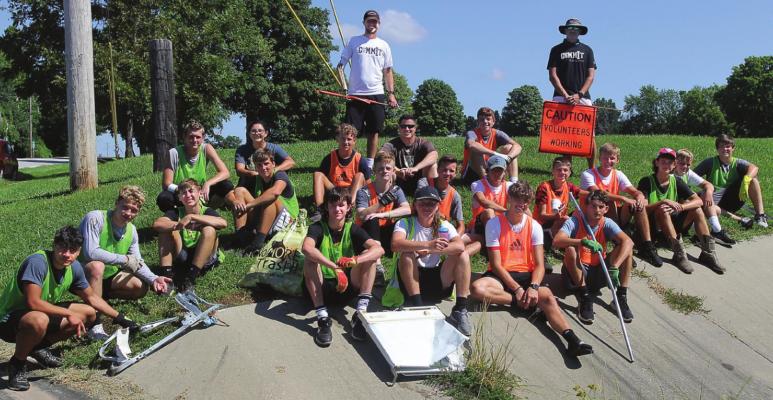 ABOUT TWO DOZEN Excelsior Springs High School soccer players and support staff personnel turn out to remove street litter in the vicinity of Jesse James Road. J.C. VENTIMIGLIA | Staff