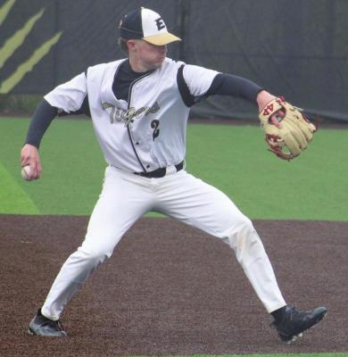 JUNIOR THIRD BASEMAN Broc Dusek throws to first to assist on a putout last week. DUSTIN DANNER | Staff