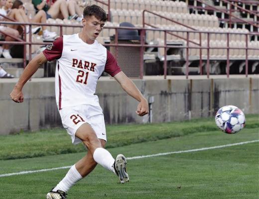 EXCELSIOR SPRINGS HIGH SCHOOL graduate Mason Wartner looks to build on his first season with the Park University men’s soccer program. DAVID CONKLING | Courtesy of Park University Athletics