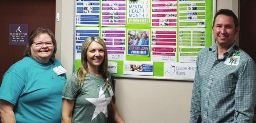 CELEBRATING May as Mental Health Awareness Month, from left, are Marti Daily, RN-program nurse; Lindsey Hash, program director; and Ethan Kent, program therapist.
