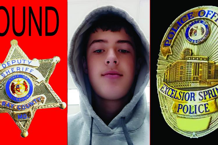 Aiden D. Goss, 14, Excelsior Springs, has been found and returned home.