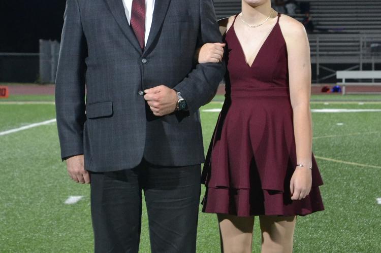 Freshman candidate Emily Rice with her father, Brian Rice. (Photo by Jae Juarez)