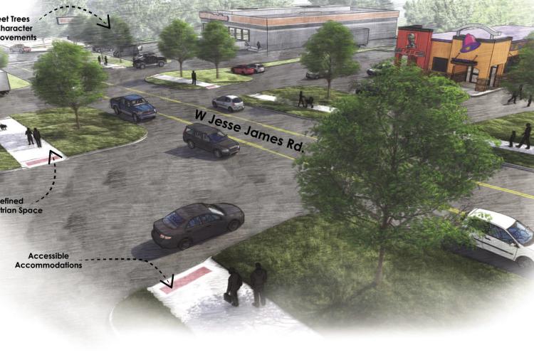 WESTSIDE BUSINESS DISTRICT CONCEPTUAL DRAWING only, not the official project. The final project might vary from this look.