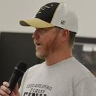 CODY VAUGHN addresses players, coaches and fans during Excelsior Springs’ end-of-season banquet. SHAWN RONEY | Staff