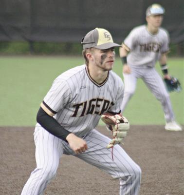 BROC DUSEK, shown here ready to make a play in the infield for Excelsior Springs, plans to continue his baseball career at Central Methodist University in Fayette. DUSTIN DANNER | Staff