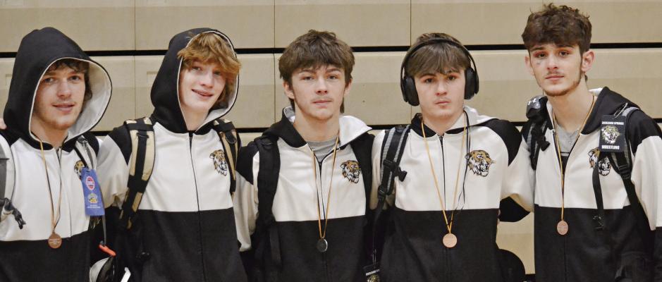MEET THE 2024 Excelsior Springs Class 2 state boys wrestling qualifiers: Hunter Scoma (from left), Cooper Collins, Ryne Marcum, Wyett Shipman and Micah Danner. Sports coverage continues on pages 7-8. DUSTIN DANNER | Staff