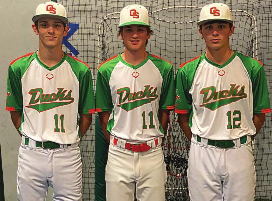 FROM LEFT, Micah Danner, Colson Moore and Mason Danner, student-athletes at Excelsior Springs High School, look to hone their baseball skills this summer with a Kansas City area-based traveling team. DUSTIN DANNER | Staff