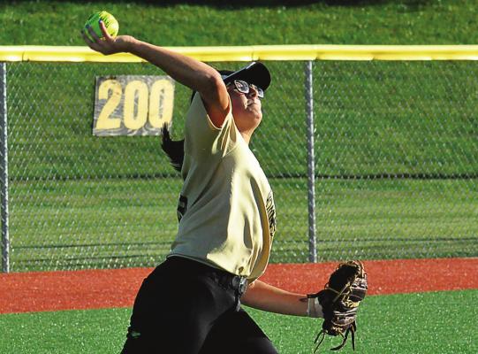 THE EXCELSIOR SPRINGS varsity softball team, seen here in action in 2019, will be among the high school programs that will have its games live streamed this school year.