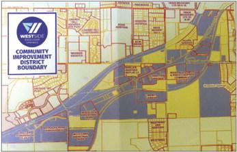 The district map represents the Community Improvement District (CID) Boundary where the one-cent sales tax will take place.