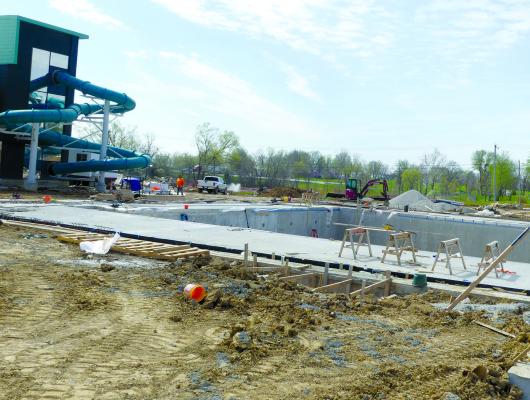 THE 25-YARD OUTDOOR community pool is nearing completion. ELIZABETH BARNT | Staff