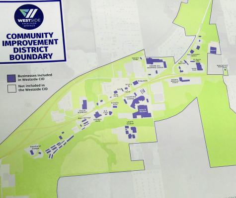 AN UPDATED map depicts which businesses are a part of the Westside Community Improvement District within the Hwy 69 boundary.