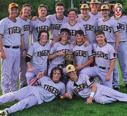 THE TIGERS display their Class 4 District 15 championship plaque May 19 after defeating St. Pius X of Kansas City. CHRISTY DILLMAN | Submitted