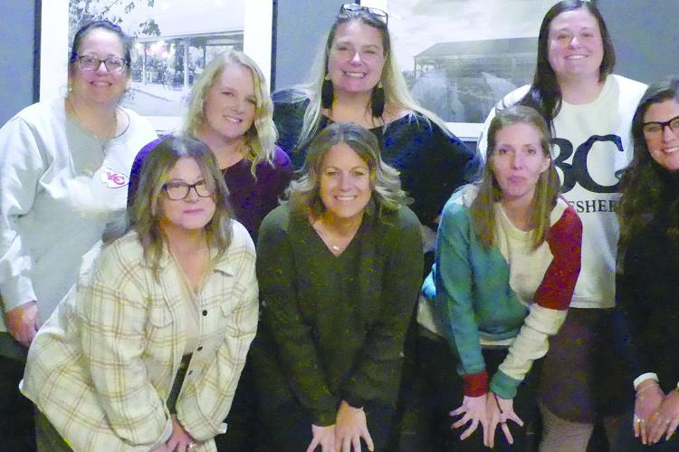 EXCELSIOR SPRINGS Christmas Committee gathered to discuss final plans for the Nov. 18 Downtown Excelsior Springs Christmas festivities. Participants included, in no particular order, Amber Schmidt, Jessica Miller, Elizabeth Dean, Melissa Bartlett, Brenda Eales, Amanda Romazon, Lyndsey Baxter, Sam Gilmore, Abigail Douglas and Robin Wilkins. ELIZABETH BARNT | Staff