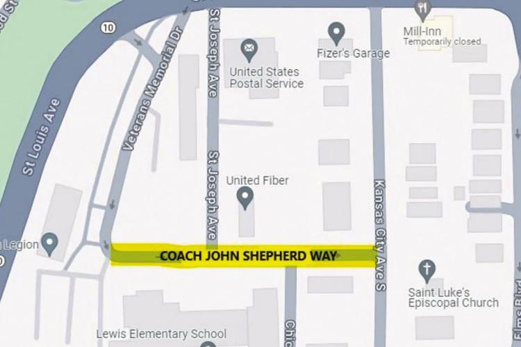 THE ROAD NOW named Coach John Shepherd Way is shown on this map. Submitted