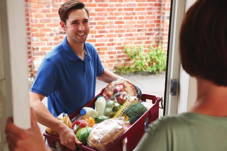 IN SOME COMMUNITIES, grocery stores will deliver.