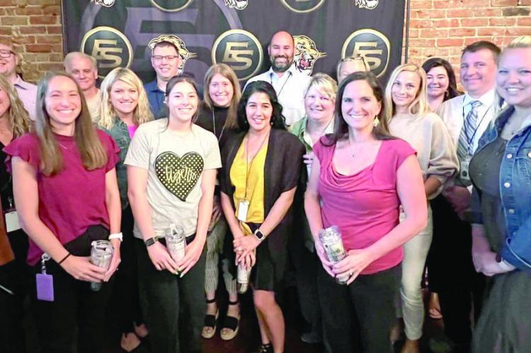 NEW TEACHERS from the Excelsior Springs School District gather for a welcome breakfast get together last week. There are 13 new teachers joining the school district for the 2022-2023 school year.