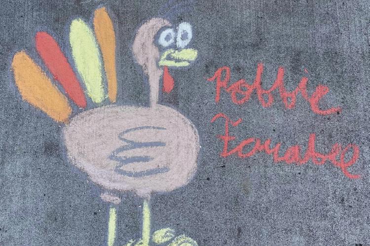 A cartoon turkey sketched in front of Wabash Barbeque for the Thanksgiving Holiday. ROBBIE FARABEE | Submitted