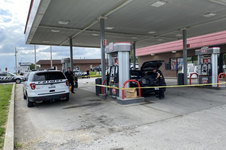 Police investigate a shooting at an Excelsior Springs Gas Station Wednesday afternoon