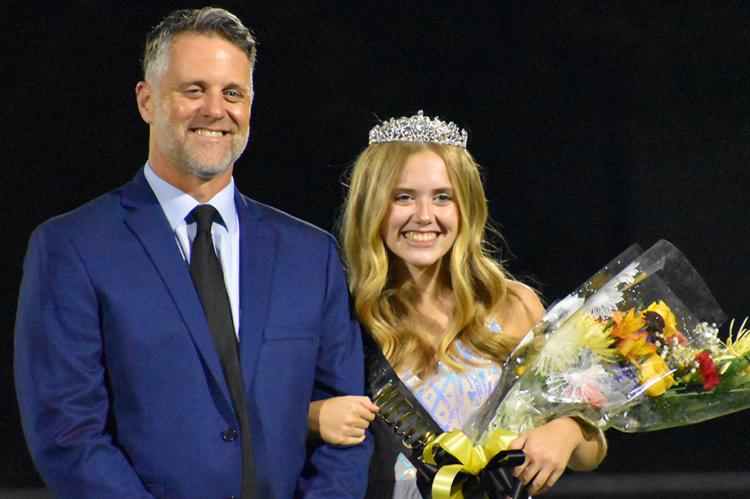 The 2020 ESHS Homecoming Queen is Emily Milledge, escorted by her father, Pete Milledge. (Photo by Christi Rice)