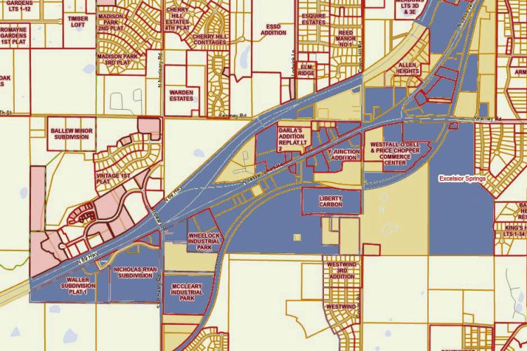 A COMMUNITY IMPROVEMENT DISTRICT MAP shows in blue the areas that will be involved in the project. Submitted